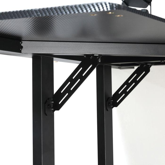 Produktbild Swisshandel24 Gaming Tisch Schreibtisch L-förmige mit Kopfhörerhaken Getränkehalterung MDF Metall Schwarz+Rot 168x