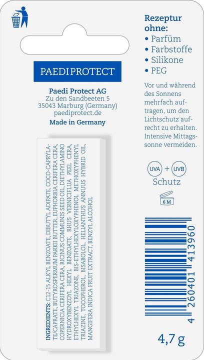 Immagine prodotto Paediprotect Balsamo labbra SPF 15 50 ml (Cura matita, 50 ml)