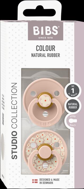 Actual product image Bibs Studio Nuggi Colour 2 PACK Latex Round 0-6m Jasmine Blush Mix (2 x, up to 6 M.)