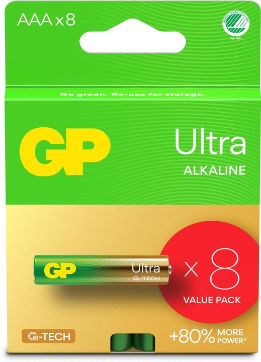 Produktbild GP Batteries GP Ultra Alkaline AAA Battery, 24AU/LR03, 8-pack (8 Stk., AAA)