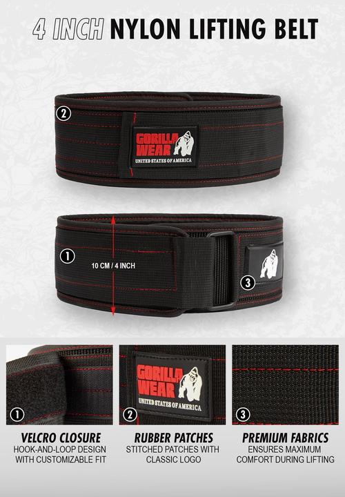 Image du produit Gorilla Wear Ceinture de levage en nylon de 4 pouces