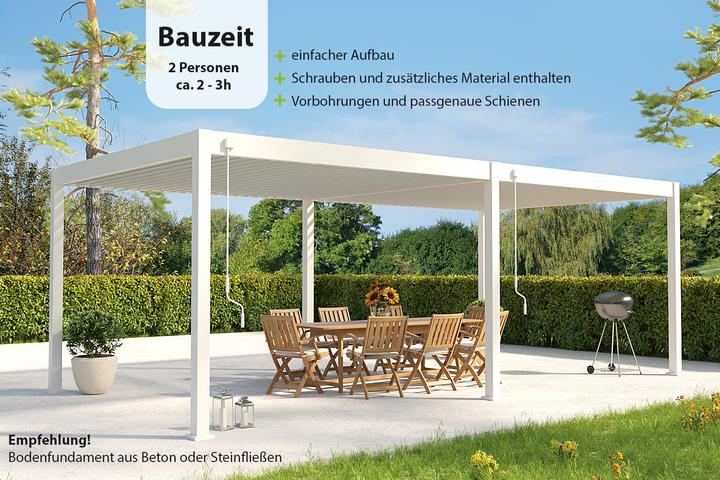 Immagine prodotto Weide Pergola Deluxe Plus 3,6x7,2m con tetto a doghe bianco (360 cm, 720 cm)