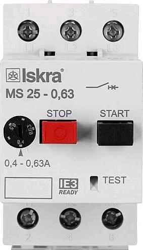Actual product image Iskra IE3 motor protection switch compliant MS25 20