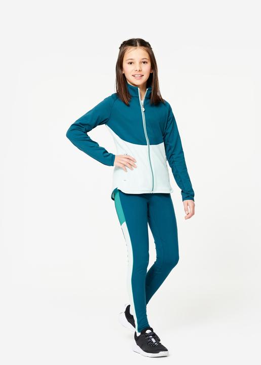 Actual product image Decathlon Girls' training jacket fitted - blue/green (122)