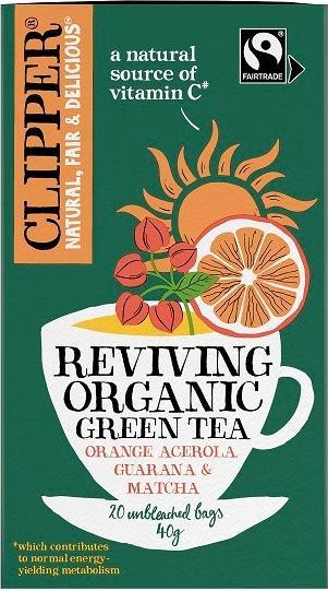 Immagine prodotto Clipper Tè verde con Acerola, Guaranà e Matcha "Revival" Fair Trade Organic (20 x 2 g) 40 g (40 g)