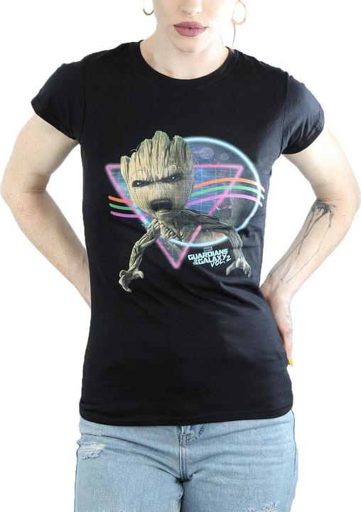 Actual product image Womens/Ladies Guardians Of The Galaxy Neon Groot Cotton T-Shirt (XL)