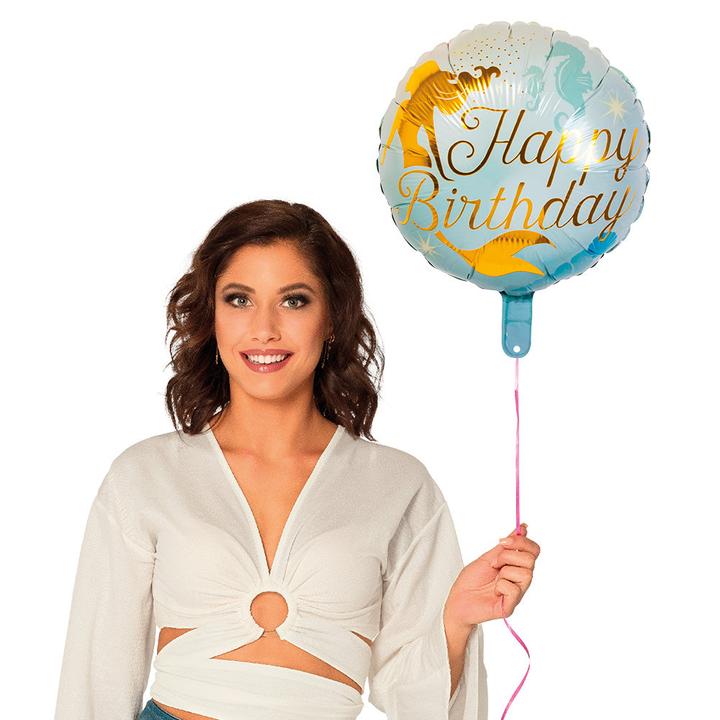 Actual product image Boland Mermaid happy birthday foil balloon two-sided Ø 45cm