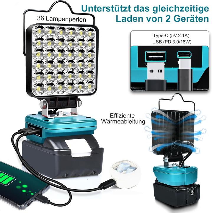 Actual product image Gzyz Akku-LED-Arbeitsleuchte (5400 lm)