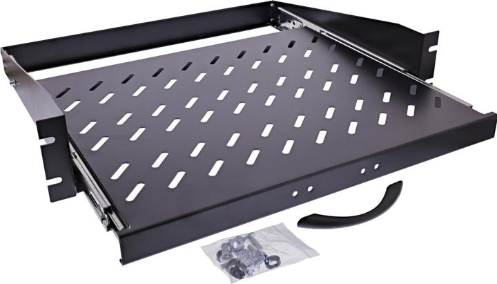 Actual product image InLine 19" pull-out shelf, 350mm, 30kg, 2U, RAL 9005 black