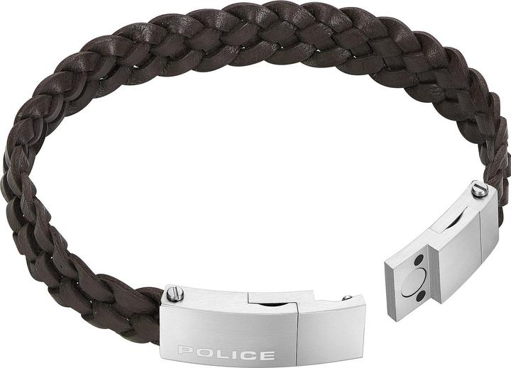Actual product image Police Indy II Brown Bracelet (21 cm, Stainless steel, Leather)