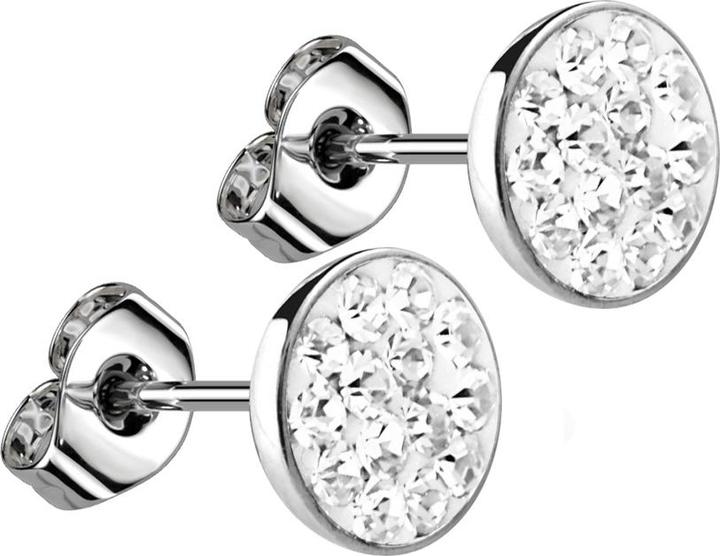 Produktbild Star Piercing Ohrstecker silber Teller Kristall silber (Chirurgenstahl 316L, ohne Messing)