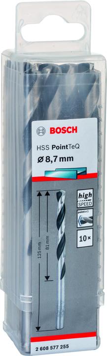 Immagine prodotto Bosch Professional Zubehör Trapano a rotazione per metallo HSS PointTeQ, DIN 338, 8,7 mm, confezione da 10 pezzi (8,7 mm)