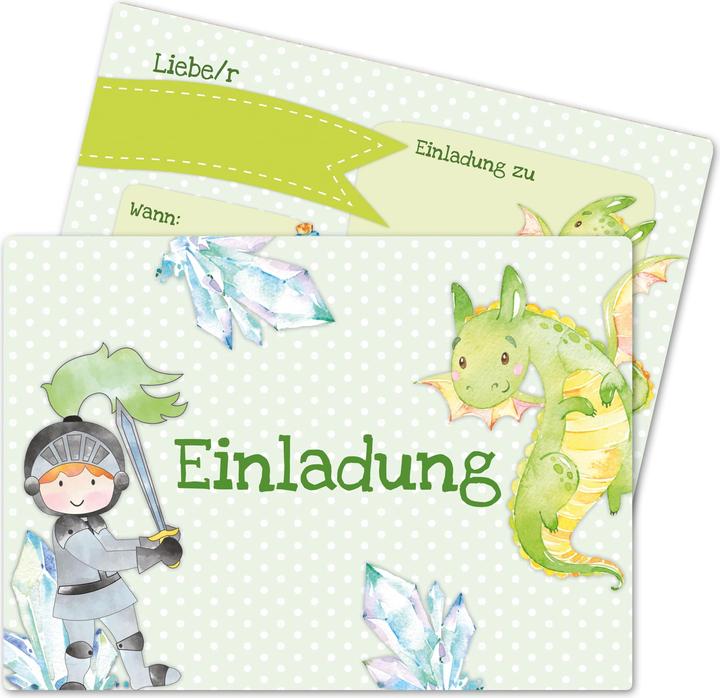 Produktbild Papierdrachen 12 Einladungskarten zum Geburtstag – Ritter (12 Stk.)