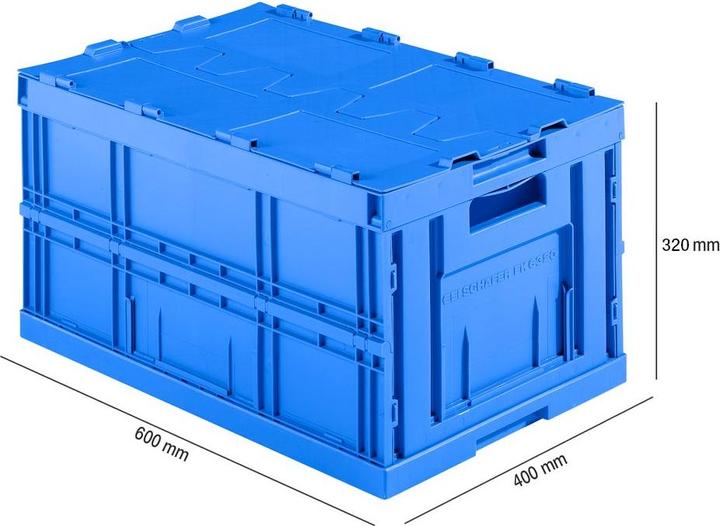 Immagine prodotto Schäfer Shop Scatola pieghevole in formato EURO FK E-D-6320-2, con coperchio, 64 l (600 x 400 x 320 mm, 65 l)