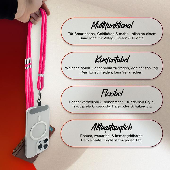 Image du produit Nalia HoldMe Lanyard Handykette – Universal Trageband für Smartphones - Verstellbar, Soft & Elastisch