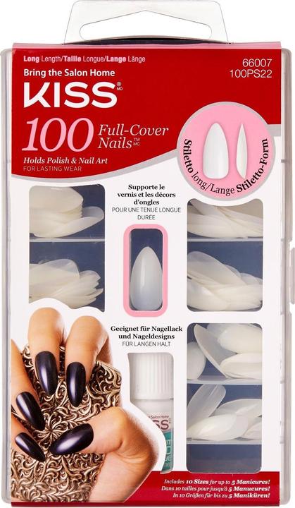 Actual product image KISS Plain nails - full cover and tips - Stiletto (Artificial nails, Transparent)