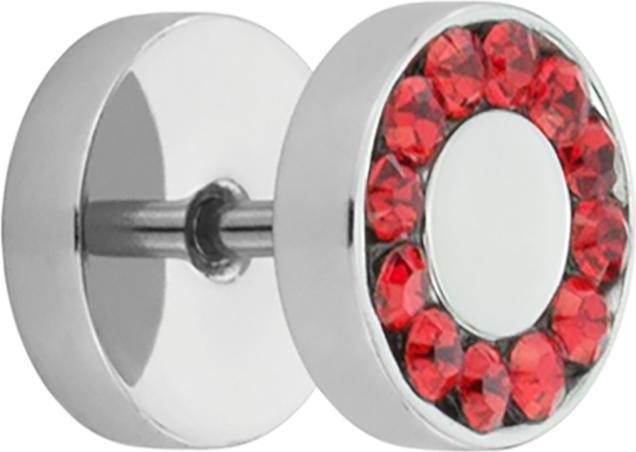Star Piercing Fake Plug High Polished mit Swarovski Kristall rot (ohne Messing, Chirurgenstahl 316L)