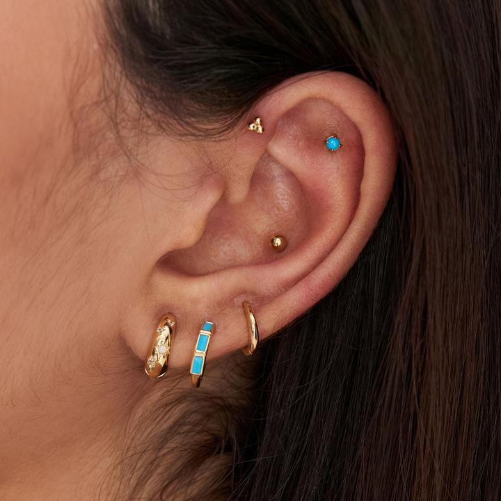 Actual product image Ania Haie Stud Earrings Triple Ball Barbell 925 Sterling Silver (925 Sterling silver)