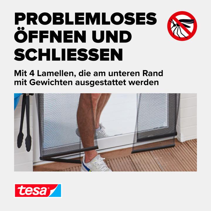 Produktbild tesa Insektenschutz STANDARD Lamellentür, Vorhang mit Klettverschluss, ohne Bohren (95 x 220 cm)