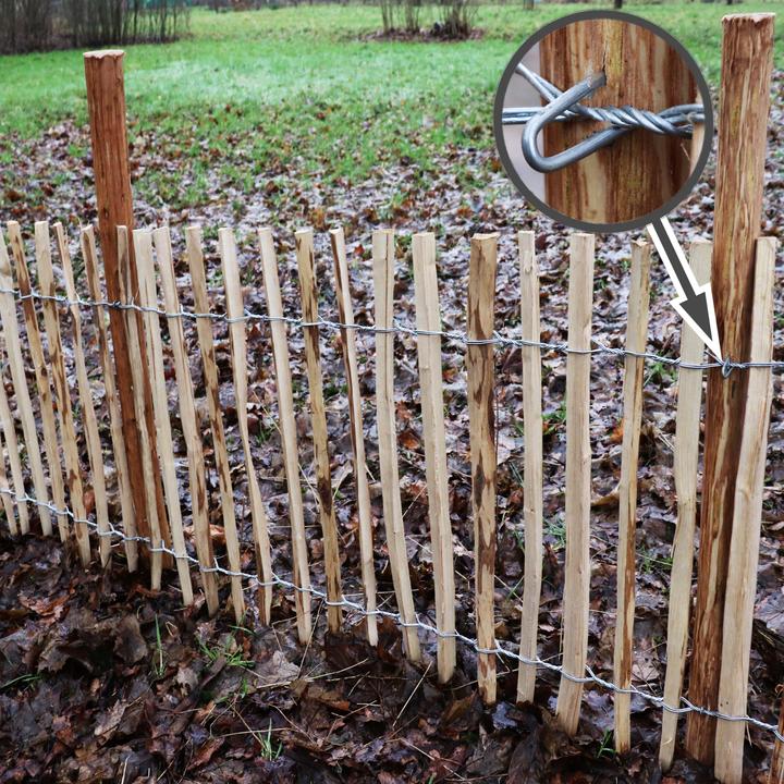 Actual product image Aquagart 20 Holzpfosten für Staketenzaun 1,5m I Durchmesser 6-9cm I Zaunpfosten aus Haselnuss I Zaun-Pfahl