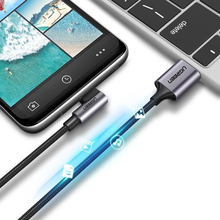 Actual product image Ugreen USB-C angled to USB-A 2.0 A data cable (2 m, USB 2.0)