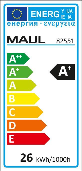 Energie-Label Maul LED-Standleuchte MAULsphere, Höhe 1825 mm, 2100 Lumen, 26 W, schwarz matt (2100 lm)