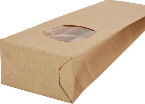 Actual product image kaiserkraft Box bottom bag with see-through panel, made of kraft paper, OPP, LxW 250 x 80 (500 Piece)