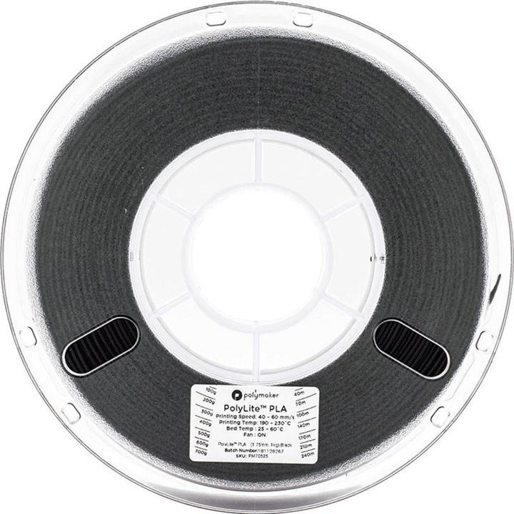 Actual product image Polymaker PolyLite PLA Black 2.85 mm 3.000 g (PLA, 2.85 mm, 3000 g, Black)