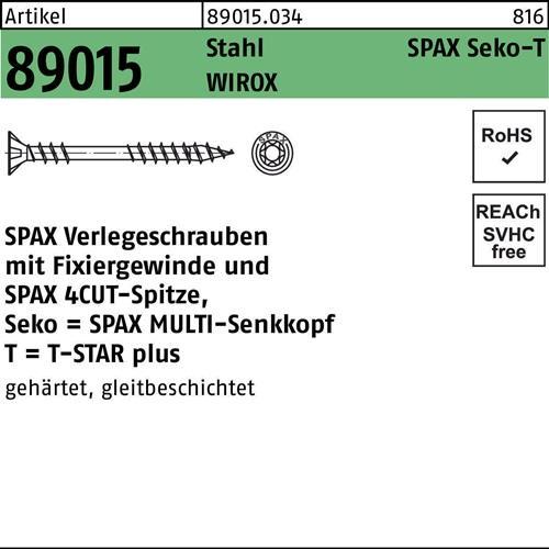 Immagine prodotto Spax Vite di installazione R 89015 Seko Filetto di fissaggio/punta/T-STAR 4,5 x 60 -T20 Acciaio WIROX (500 Viti per pezzo)