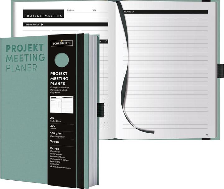 Produktbild Projekt-Meeting-Planer Mint (A5)