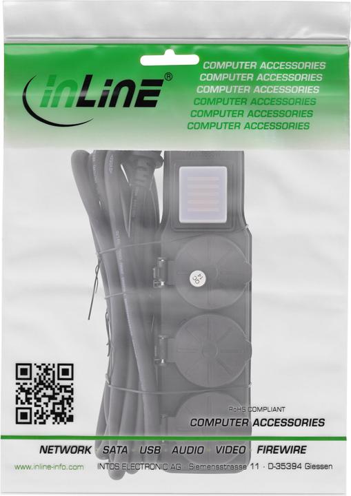 Actual product image InLine Outdoor socket strip (3 x, CEE 7/3, 3 m)