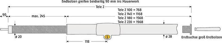 Actual product image Abus Tele-Z 140 Chr. AL0125 Telescopic rod chrome