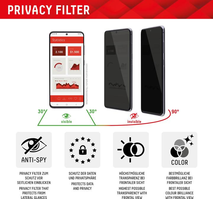 Produktbild Displex Real Glass, Privacy Full Cover Panzerglas (1 Stück, Samsung Galaxy S23 Ultra)