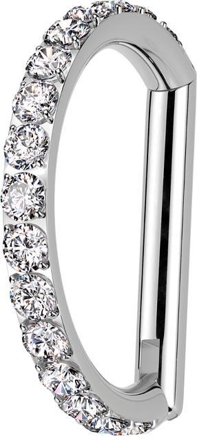 Star Piercing Micro Segmentring klappbar silber Halbring seitlich Kristalle silber (ohne Messing, Titan G23)