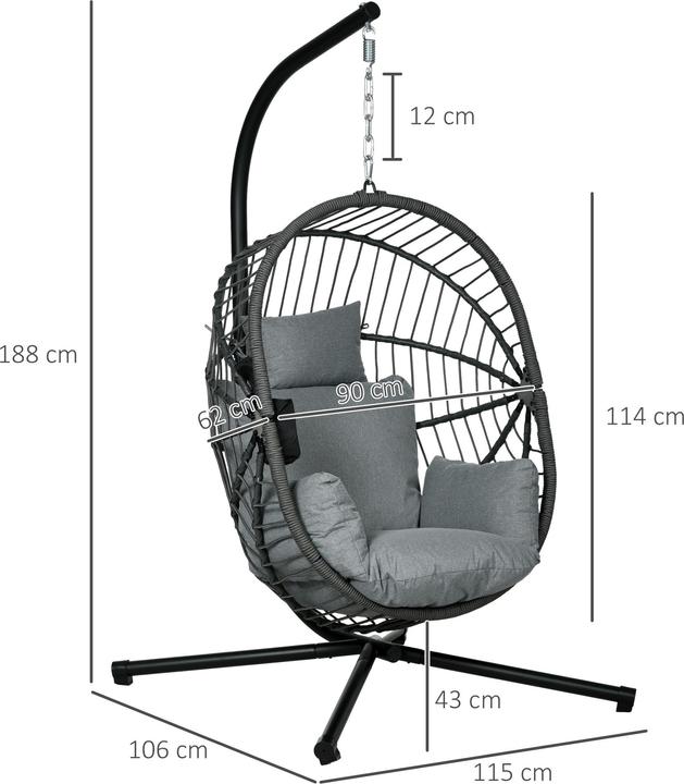 Image du produit Outsunny Fauteuil suspendu (120 kg)