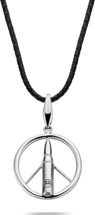 Produktbild Rebel & Rose RR-NL017-S-L Make Love Not War Unisex Halskette 70cm (925er Silber, Leder, 70 cm)