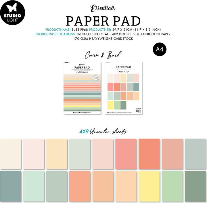 Produktbild art by marlene Papierblock "Sweet Peach" 36 Blätter Essentials (18 g/m², 36 x)
