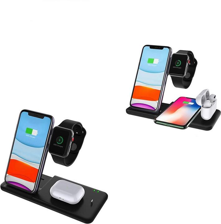Produktbild Apfelkiste Qi Fast Charging Ladegerät Dockingstation Apple Watch / Smartphone / AirPods 15W - 4in1 (15 W)