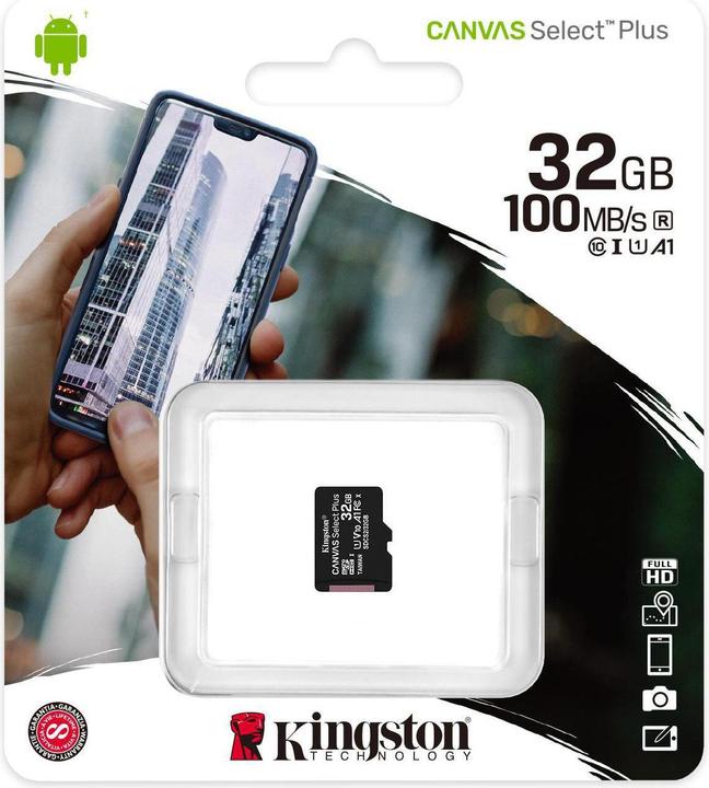 Produktbild Kingston Canvas Select Plus microSDHC Card 32GB (32 GB, microSDHC, U1, UHS-I)
