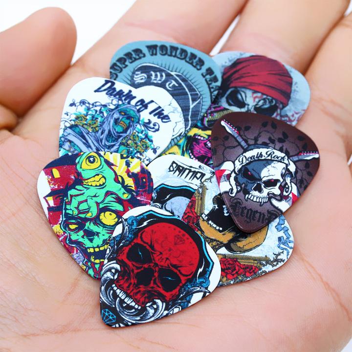 Image du produit JTI Médiators à tête de mort en pack de 10 - Accessoires guitare (10 x, Guitare, 0.03")