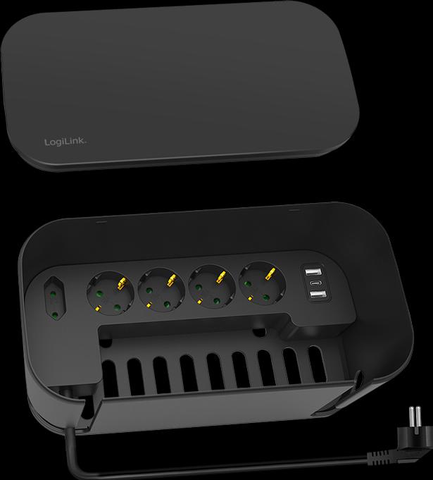 Produktbild LogiLink Kabelbox mit 5-fach-Steckdosenleiste Schuko