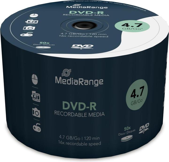 Produktbild MediaRange DVD-R 4.7GB, 50er Spindel (50 x)