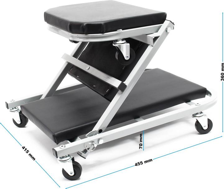 Actual product image Wiltec Montageliege 92x42x15cm 150kg Werkstattsitz Werkstatthocker Rollbrett
