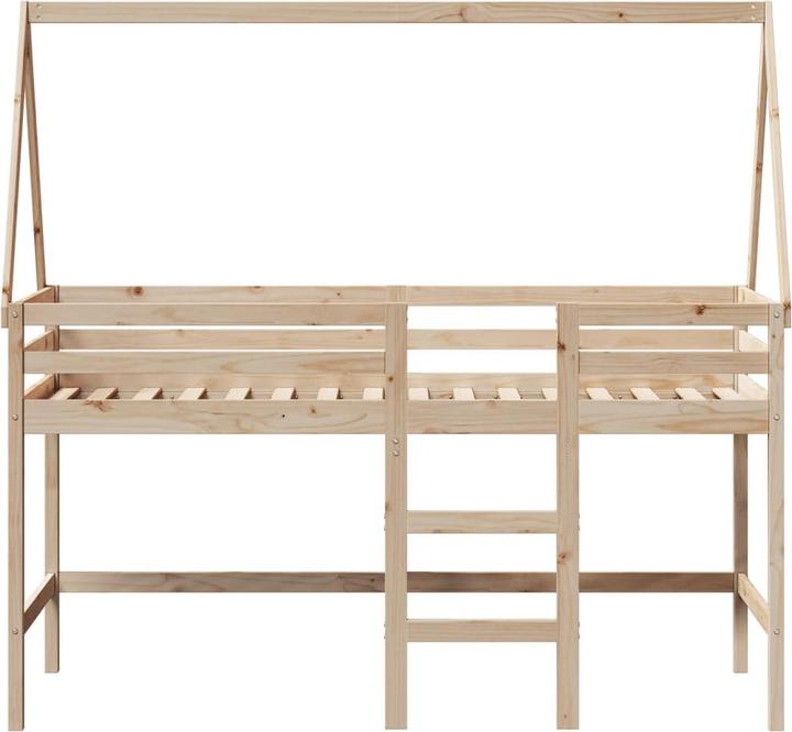 Produktbild VidaXL Hochbett mit Leiter Dach Bett Kinderbett Spielbett 90x190cm Massivholz (90 x 190 cm)