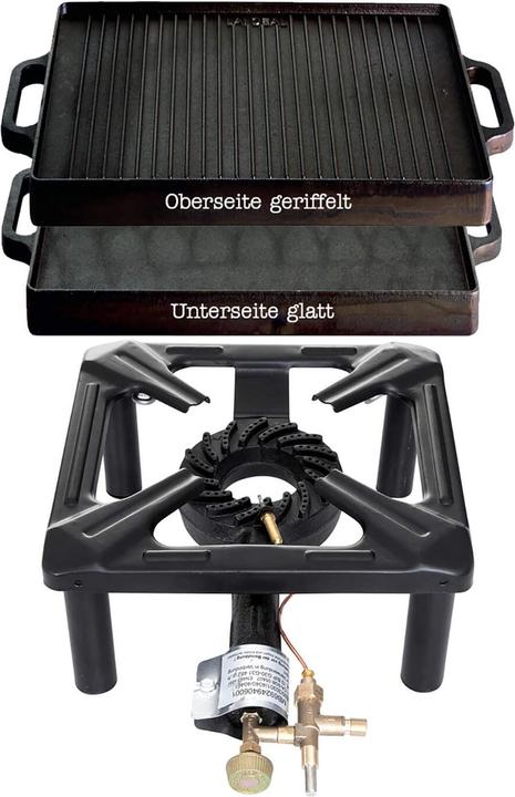 All'Grill Stool cooker set (small) with cast iron grill plate 32 x 32 cm - with safety pilot