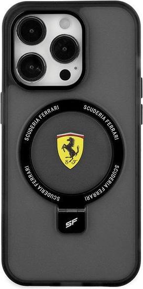 Ferrari FEHMP15MUSCAK Custodia rigida per iPhone 15 Plus / 14 Plus 6,7" in pelle nera con supporto ad (Apple iPhone 15 Plus, Apple iPhone 14 Plus)