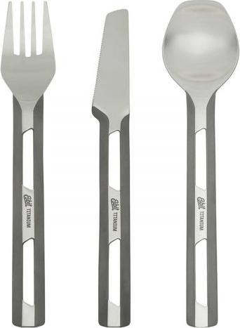 Actual product image Esbit TC4-TI Titanium cutlery with silicone sleeve 3 pieces