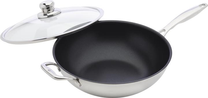 Swiss Diamond Poêle à wok INOX gris acier (32 cm, Wok, Acier inoxydable, Fonte d'aluminium)