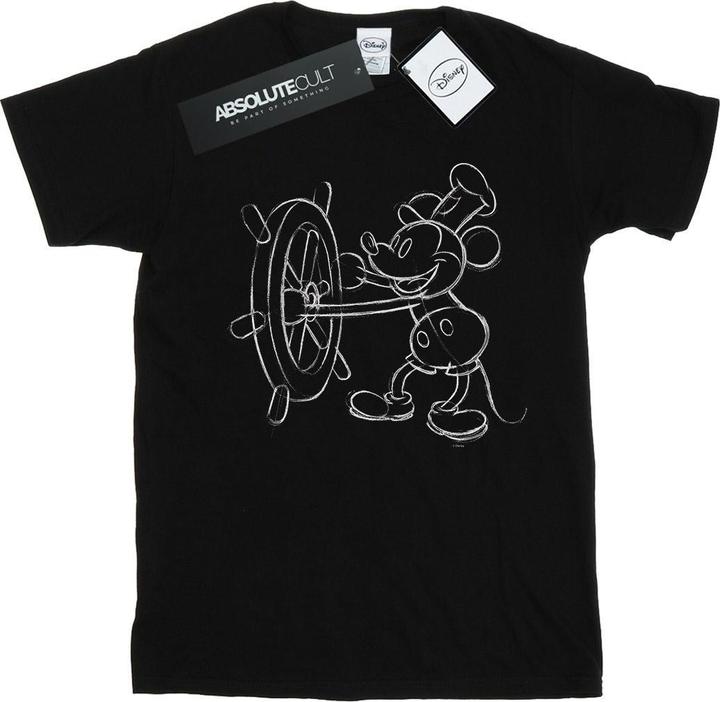 Actual product image Disney Womens/Ladies Mickey Mouse Steamboat Sketch Cotton Boyfriend T-Shirt (XL)