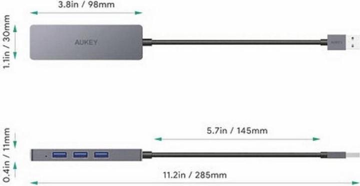 Immagine prodotto Aukey CB-H36 Hub USB-3 ultra sottile in alluminio con 4 porte (4 Porti)